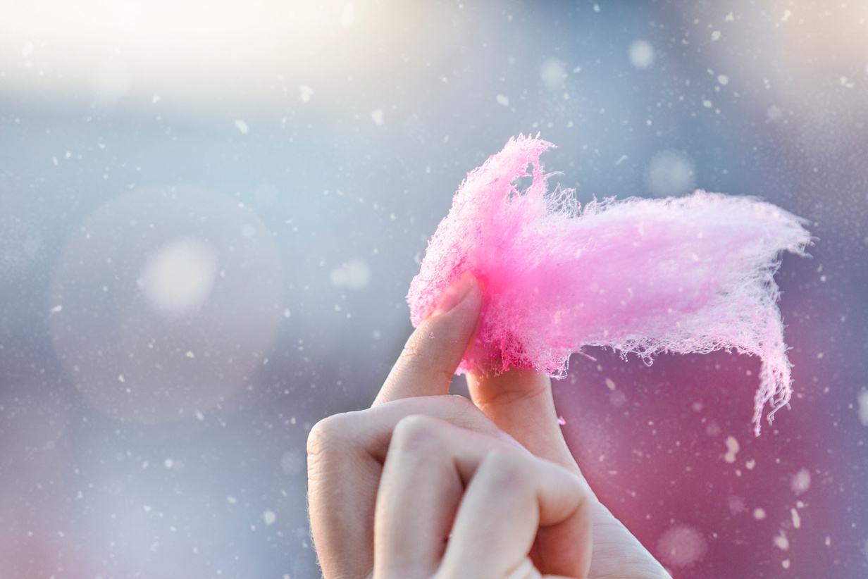 cotton candy in bokeh background